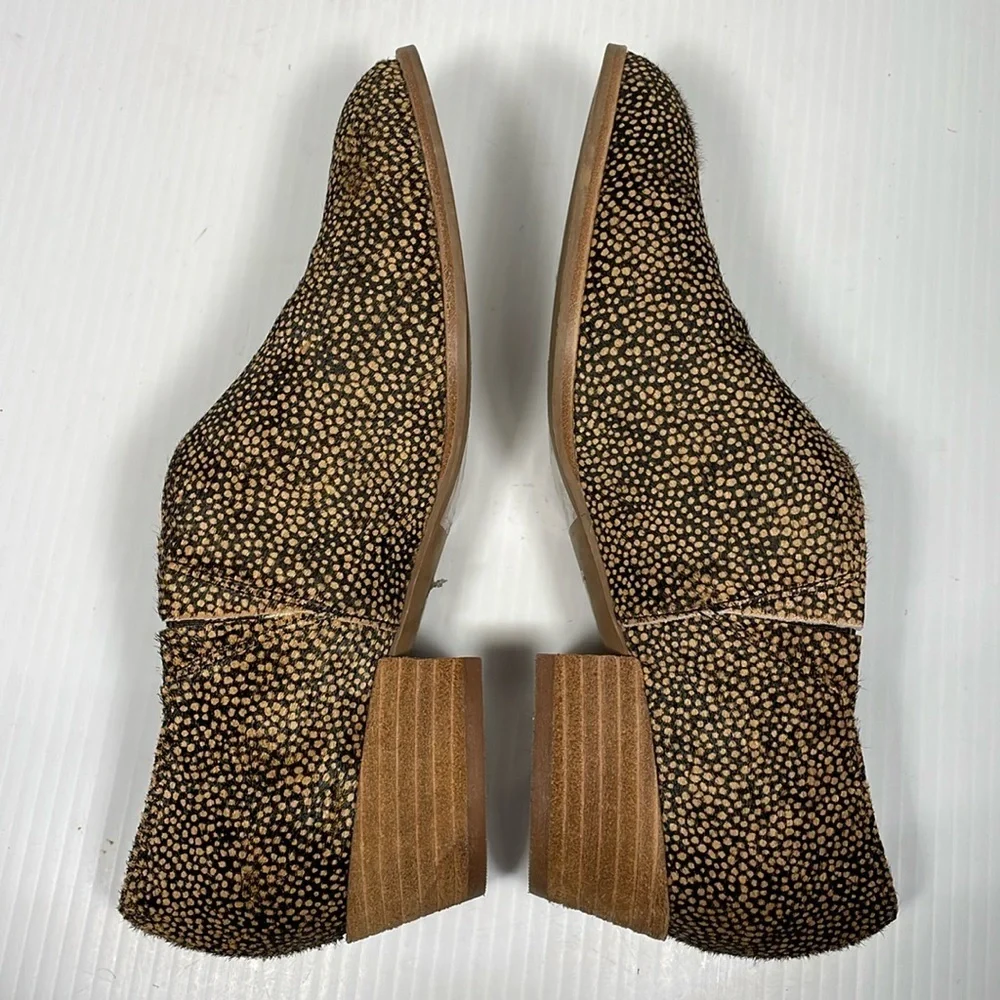 Madewell The Lucie Bootie Sz 7 Leather Brown Cutout Flat Calf Hair Upper Slip-On - Picture 8 of 16